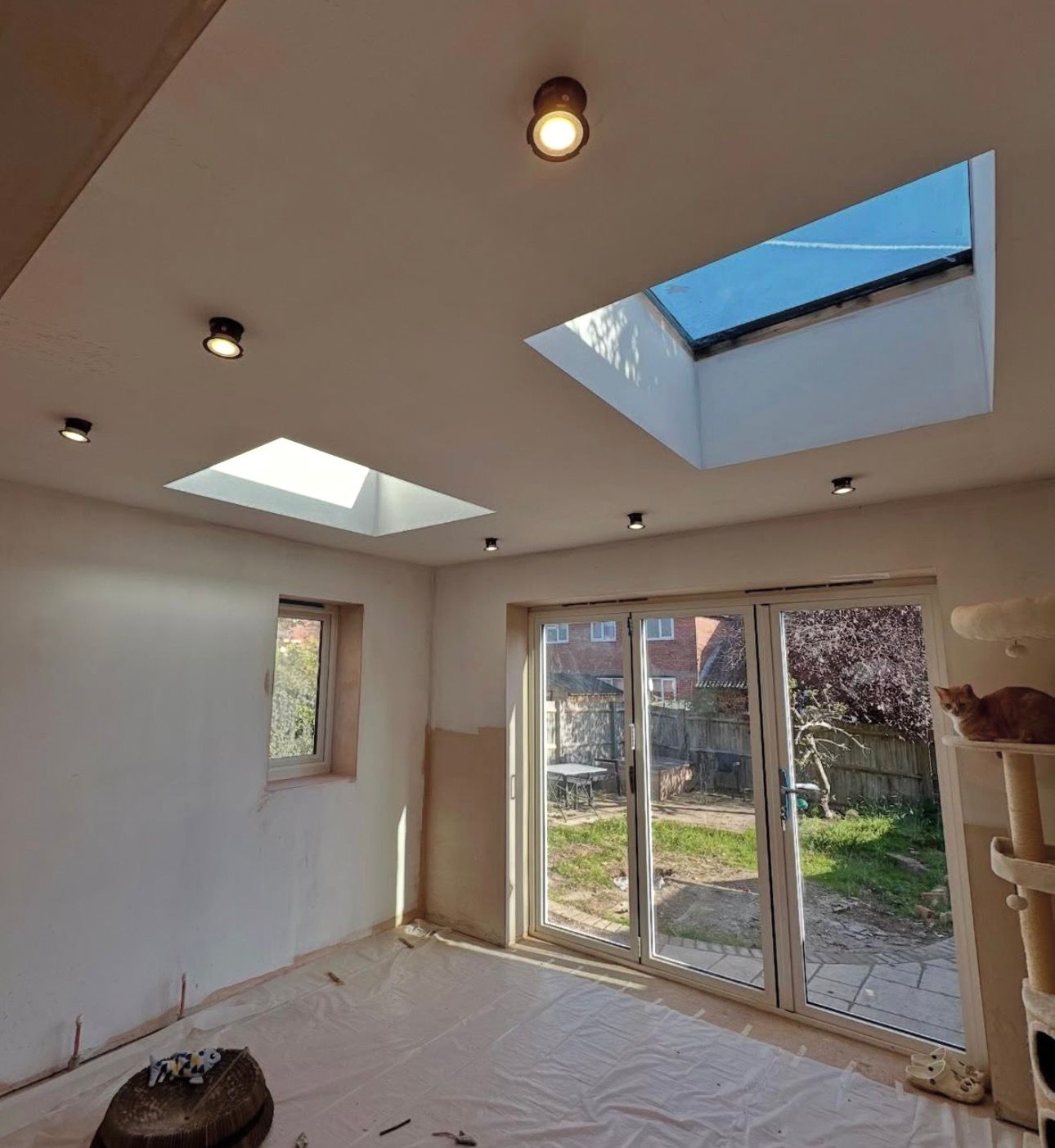 Extension lighting and skylight installation